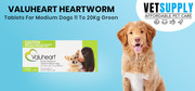 Buy Valuheart Heartworm Tablets For Medium Dogs 11 To 20Kg (Green) 6 T