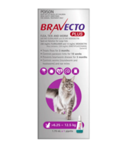 Buy Bravecto Plus for Large Cats 6.25 – 12.5 kg (Purple) 1 Pack Online